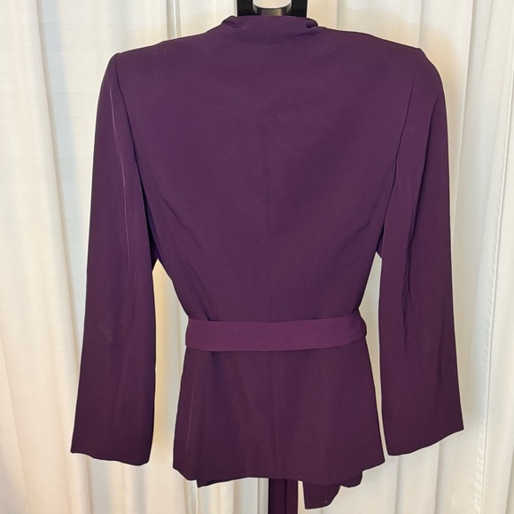 Calvin Klein Classic Purple Belted Blazer Wrap Jacket Size 12 with Gold Hardware - Picture 6 of 10